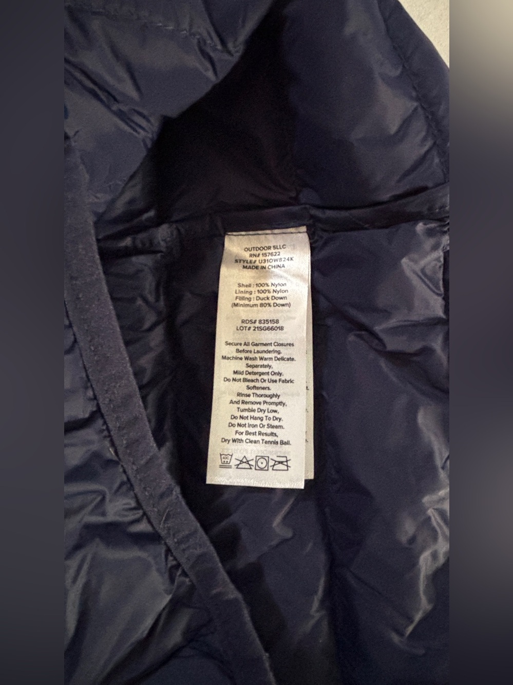 Eddie Bauer Boys L 14 Navy Duck Down Hooded Puffer Jacket - Picture 7 of 7